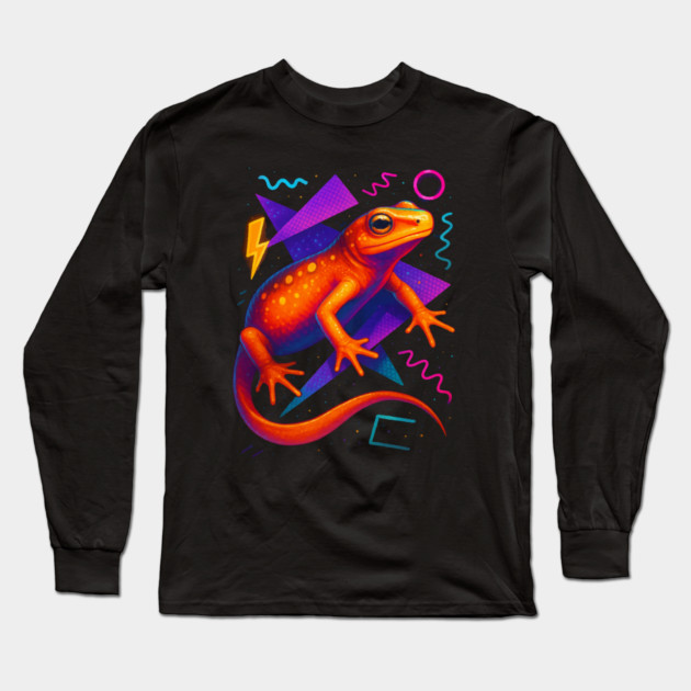 Retro Neon Red Eft Long Sleeve T-Shirt by Reptiq's Store