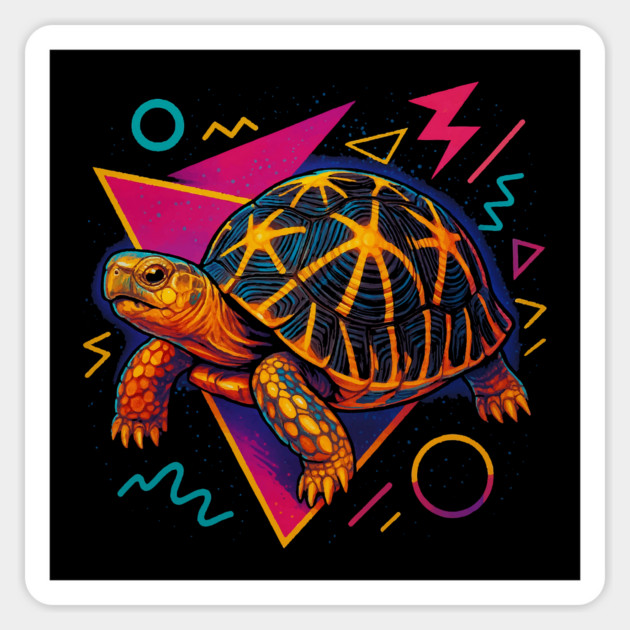 Retro Neon Star Tortoise Magnet by Reptiq's Store