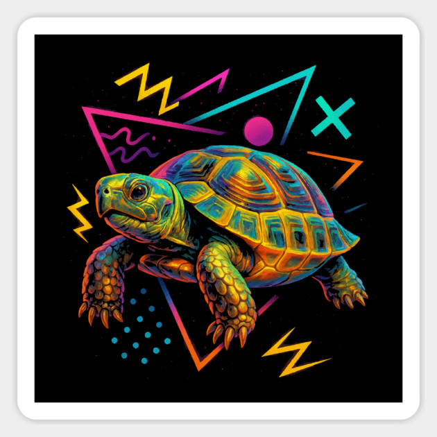 Retro Neon Greek Tortoise Magnet by Reptiq's Store