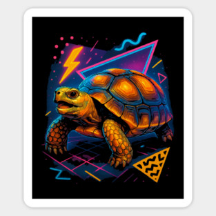 Retro Neon Yellow Foot Tortoise Magnet