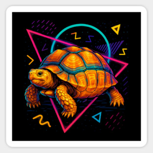 Retro Neon Sulcata Tortoise Sticker