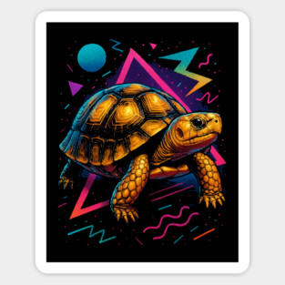 Retro Neon Leopard Tortoise Sticker
