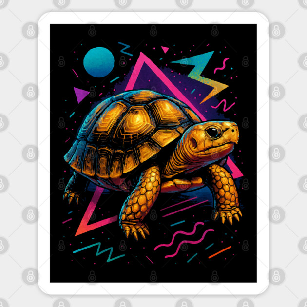 Retro Neon Leopard Tortoise Sticker by Reptiq's Store