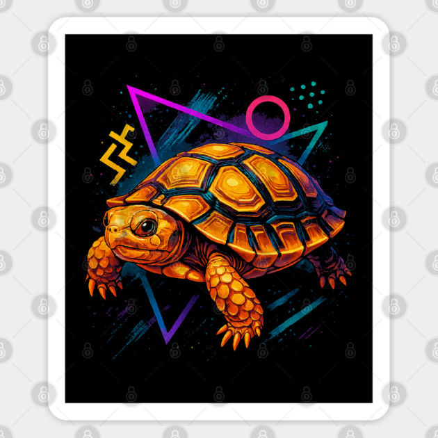Retro Neon Russian Tortoise Sticker by Reptiq's Store