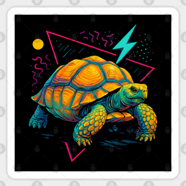 Retro Neon Elongated Tortoise Sticker by Reptiq's Store