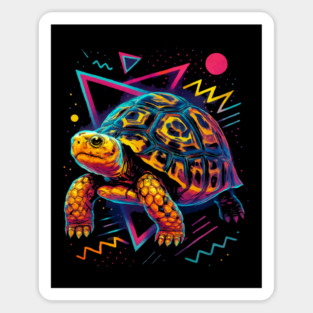 Retro Neon Pancake Tortoise Sticker
