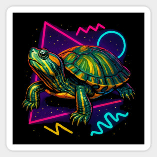 Retro Neon Albino Red Eared Slider Turtle Sticker