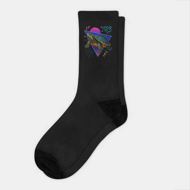 Retro Neon Peninsula Cooter Turtle Socks by Reptiq's Store