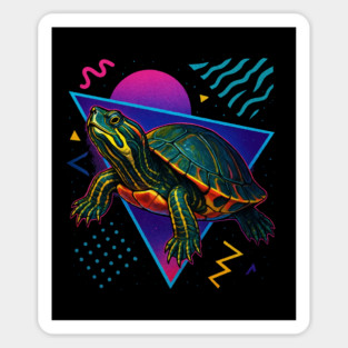 Retro Neon Peninsula Cooter Turtle Sticker