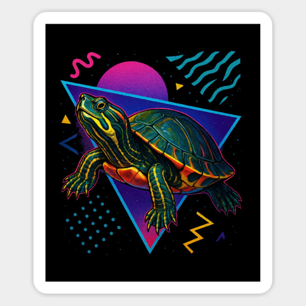 Retro Neon Peninsula Cooter Turtle Magnet by Reptiq's Store