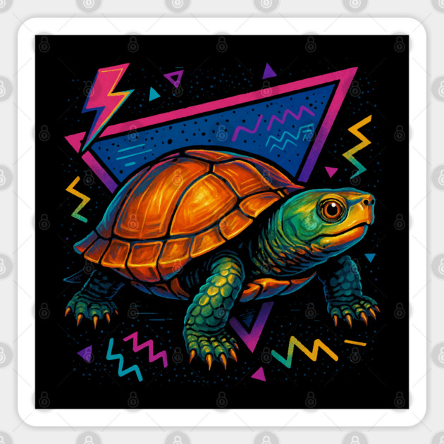 Retro Neon Asian Leaf Turtle Sticker by Reptiq's Store