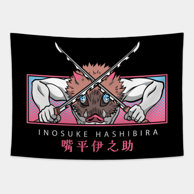 Demon Slayer Inosuke Beast Breathing Pose Tapestry by Otaku Vibes