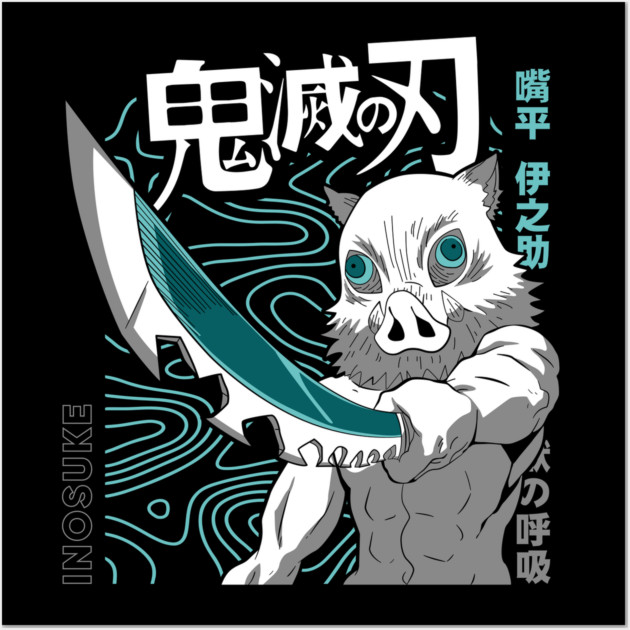 Demon Slayer Inosuke Hashibira Battle Stance Wall Art by Otaku Vibes