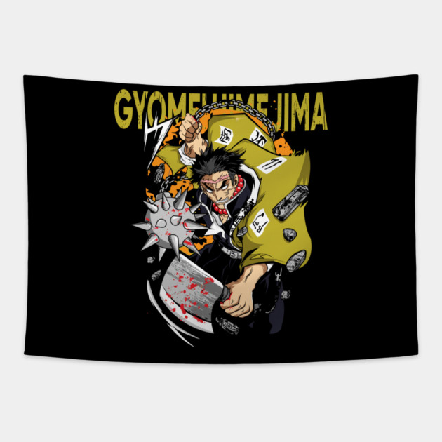 Demon Slayer Gyomei Stone Breathing Aura Tapestry by Otaku Vibes