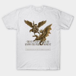 Saint Michael Archangel and the Dragon God's Love and The Promise of Salvation T-Shirt