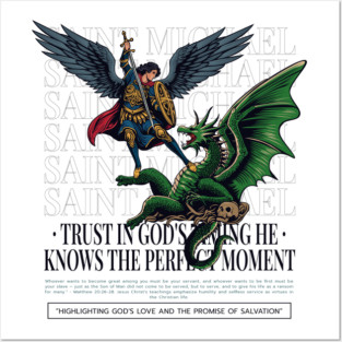 Archangel Saint Michael and the Dragon God's Love and The Promise of Salvation Posters and Art