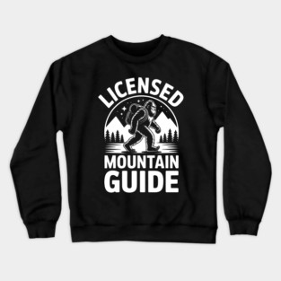 Legendary Sasquatch Mountain Guide in Nighttime Wilderness Scene Crewneck Sweatshirt