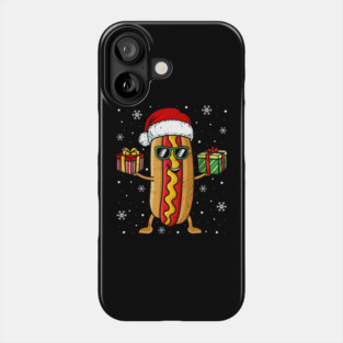 Funny Hot Dog Xmas Santa Hat Food Lovers Party Pajamas Gift Phone Case