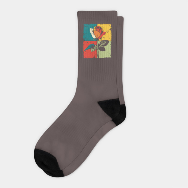 Graphic Rose Pop Art | Modern Floral for Kids Socks by TuncGK