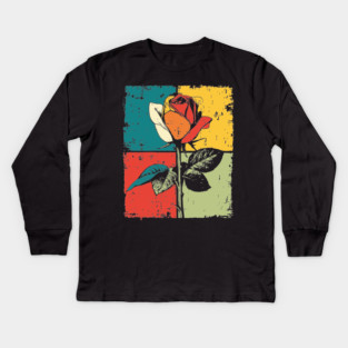 Graphic Rose Pop Art | Modern Floral for Kids Kids Long Sleeve T-Shirt