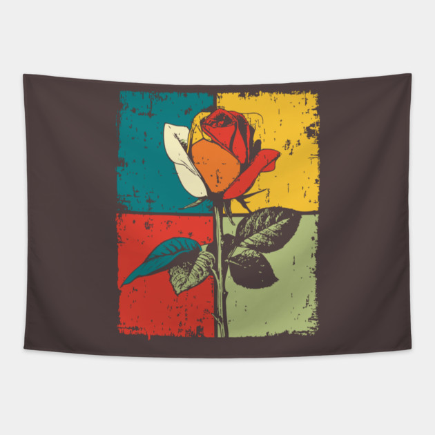 Graphic Rose Pop Art | Modern Floral for Kids Tapestry by TuncGK