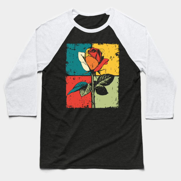 Graphic Rose Pop Art | Modern Floral for Kids Baseball T-Shirt by TuncGK