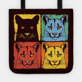 Cougar Pop Art Print for Kids Pop Art Style Tote
