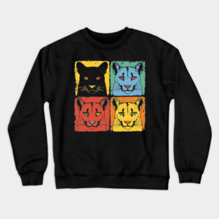 Cougar Pop Art Print for Kids Pop Art Style Crewneck Sweatshirt
