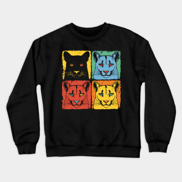 Cougar Pop Art Print for Kids Pop Art Style Crewneck Sweatshirt by TuncGK
