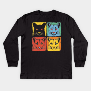 Cougar Pop Art Print for Kids Pop Art Style Kids Long Sleeve T-Shirt