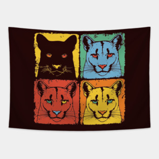 Cougar Pop Art Print for Kids Pop Art Style Tapestry