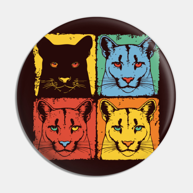 Cougar Pop Art Print for Kids Pop Art Style Pin by TuncGK