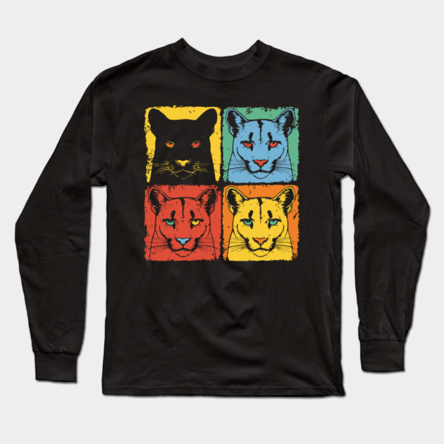 Cougar Pop Art Print for Kids Pop Art Style Long Sleeve T-Shirt by TuncGK