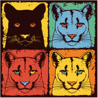 Cougar Pop Art Print for Kids Pop Art Style Posters and Art