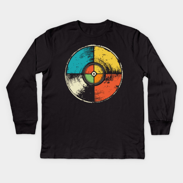 Retro Vinyl Record Pop Art | Music Lover Gift Kids Long Sleeve T-Shirt by TuncGK