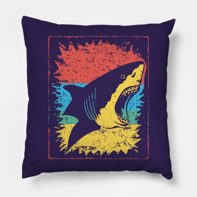 Great White Shark Pop Art | Cool Ocean Predator Pillow by TuncGK