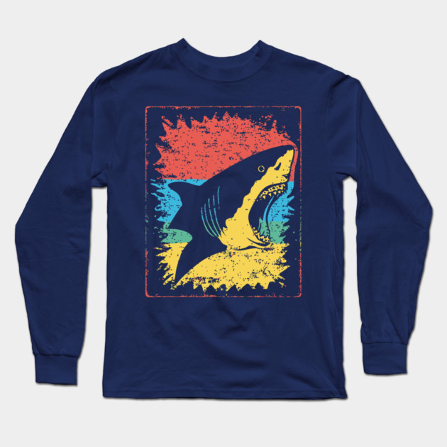 Great White Shark Pop Art | Cool Ocean Predator Long Sleeve T-Shirt by TuncGK