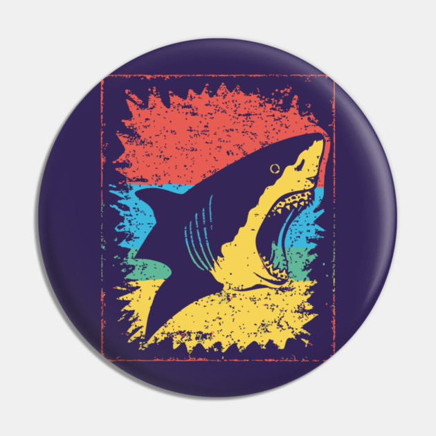 Great White Shark Pop Art | Cool Ocean Predator Pin by TuncGK