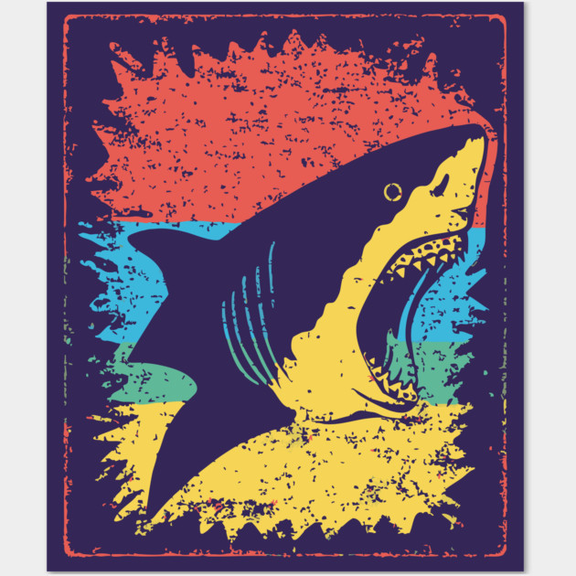 Great White Shark Pop Art | Cool Ocean Predator Wall Art by TuncGK