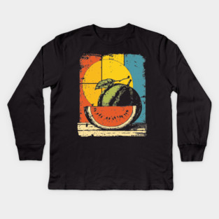 Funny Melon Gramophone | Surreal Pop Art for Kids Kids Long Sleeve T-Shirt
