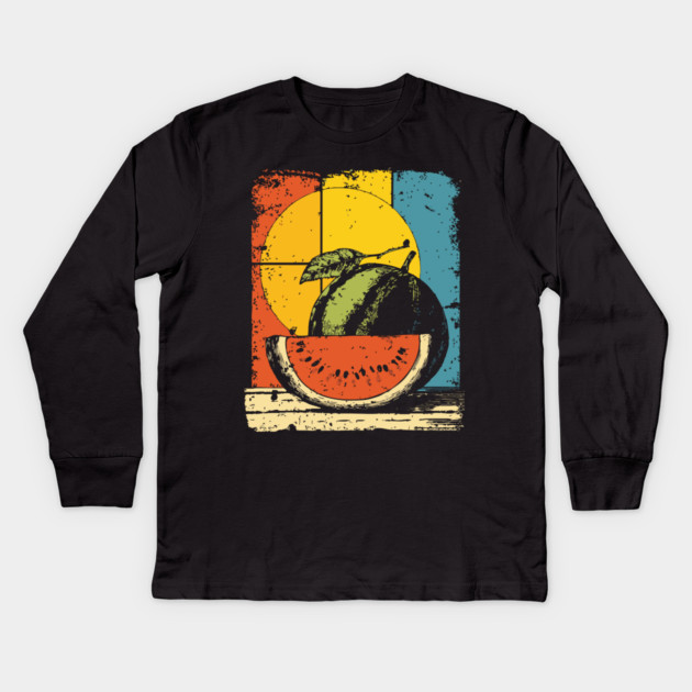 Funny Melon Gramophone | Surreal Pop Art for Kids Kids Long Sleeve T-Shirt by TuncGK