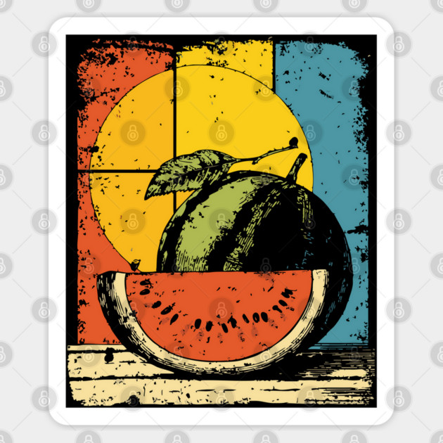 Funny Melon Gramophone | Surreal Pop Art for Kids Sticker by TuncGK