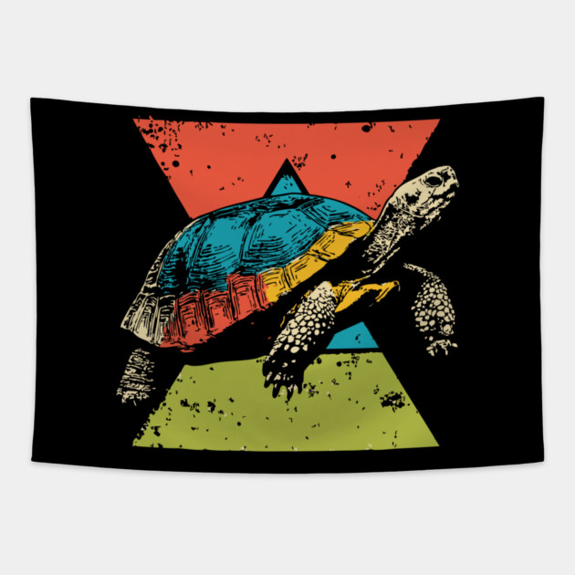 Colorful Tortoise Pop Art | Wise and Slow Animal Tapestry by TuncGK