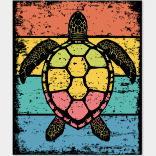 Sea Turtle Pop Art | Colorful Ocean Animal for Kids Posters and Art