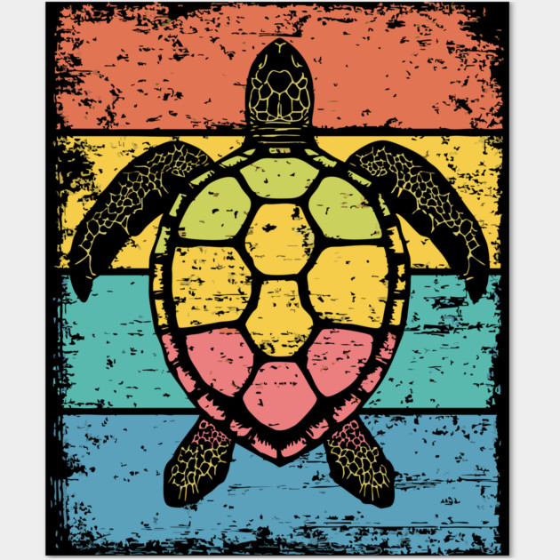 Sea Turtle Pop Art | Colorful Ocean Animal for Kids Wall Art by TuncGK