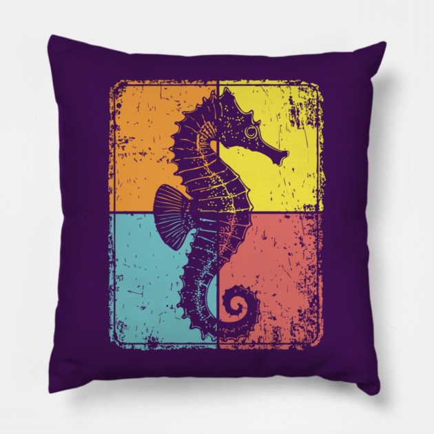 Cute Seahorse Pop Art | Magical Sea Creature Pillow by TuncGK