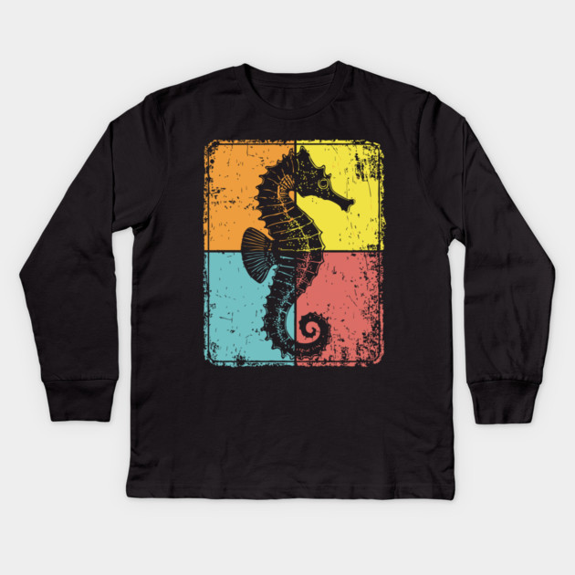 Cute Seahorse Pop Art | Magical Sea Creature Kids Long Sleeve T-Shirt by TuncGK