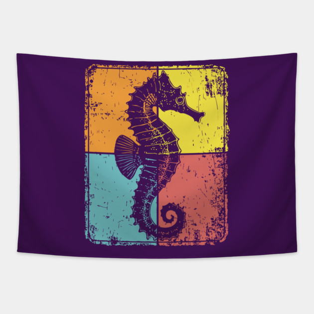Cute Seahorse Pop Art | Magical Sea Creature Tapestry by TuncGK