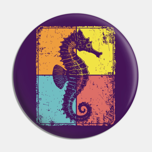 Cute Seahorse Pop Art | Magical Sea Creature Pin by TuncGK
