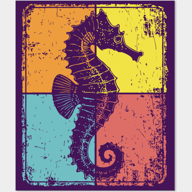 Cute Seahorse Pop Art | Magical Sea Creature Wall Art by TuncGK